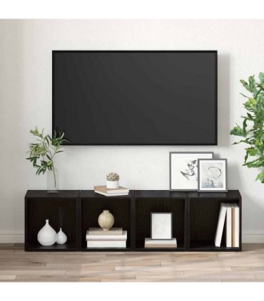 vidaXL TV Cabinet Set 4 pcs Black 37 x 35 x 37.5 cm Engineered Wood