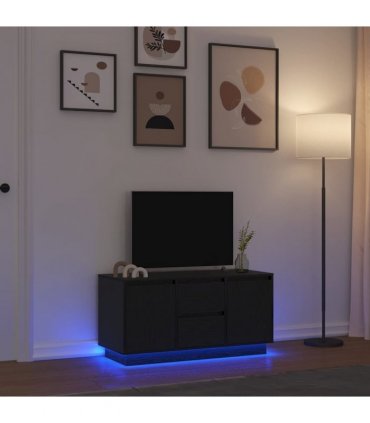 vidaXL TV Cabinet with LED Lights Black Oak 100x41x50 cm