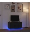 vidaXL TV Cabinet with LED Lights Black Oak 100x41x50 cm