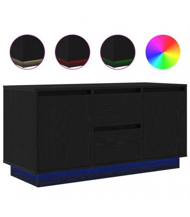 vidaXL TV Cabinet with LED Lights Black Oak 100x41x50 cm