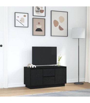 vidaXL TV Cabinet with LED Lights Black Oak 100x41x50 cm