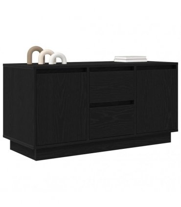 vidaXL TV Cabinet with LED Lights Black Oak 100x41x50 cm
