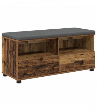 vidaXL Hall Bench Old Wood 100 x 38 x 46 cm Engineered Wood and Fabric