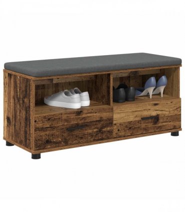 vidaXL Hall Bench Old Wood 100 x 38 x 46 cm Engineered Wood and Fabric