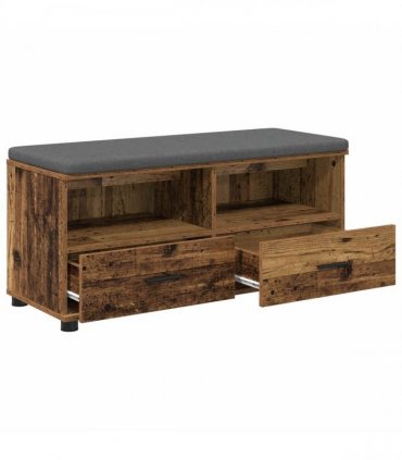 vidaXL Hall Bench Old Wood 100 x 38 x 46 cm Engineered Wood and Fabric