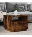 vidaXL Coffee Table with LED Lights Smoked Oak 50x49x40 cm