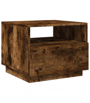 vidaXL Coffee Table with LED Lights Smoked Oak 50x49x40 cm