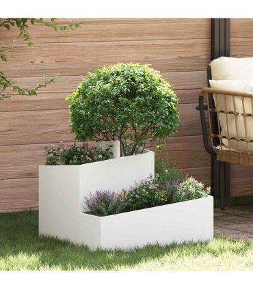 vidaXL Garden Planter White 60 x 60 x 50 cm Cold-rolled Steel