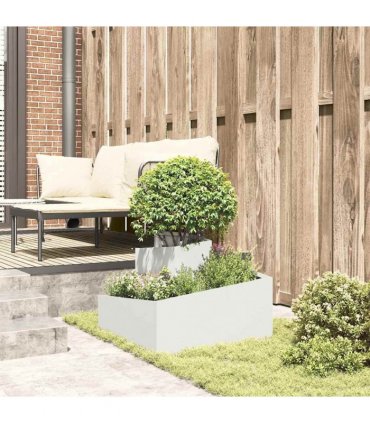 vidaXL Garden Planter White 60 x 60 x 50 cm Cold-rolled Steel