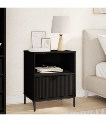 vidaXL Bedside Cabinet Black 49 x 36 x 61 cm Engineered wood