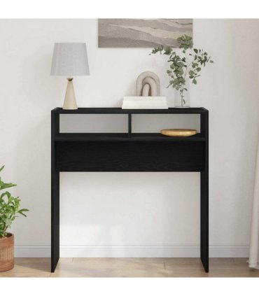 vidaXL Console Table Black Oak 78 x 30 x 80 cm Engineered Wood