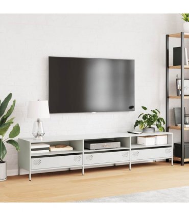 vidaXL TV Cabinet White 202x39x43.5 cm Cold-rolled Steel