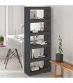 vidaXL Book Cabinet/Room Divider Grey 60x30x167.5 cm Solid Wood Pine