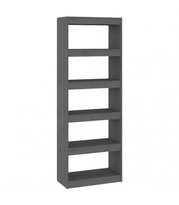 vidaXL Book Cabinet/Room Divider Grey 60x30x167.5 cm Solid Wood Pine