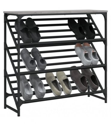 vidaXL Shoe Rack Grey Sonoma 90x30x85 cm Engineered Wood