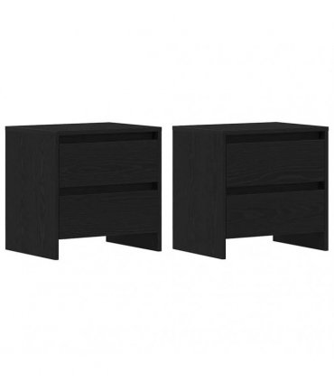 vidaXL Bedside Cabinet with Drawer 2 pcs Black Oak 45 x 34 x 44.5 cm