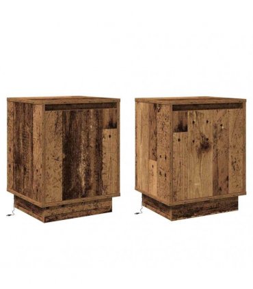 vidaXL Bedside Cabinet 2 pcs Old Wood 39 x 34.5 x 50 cm