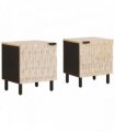 vidaXL Bedside Cabinet 2 pcs White 40 x 33 x 46 cm Solid Mango Wood