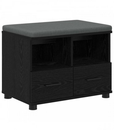 vidaXL Hall Bench Black Oak 60 x 38 x 46 cm Engineered Wood and Fabric