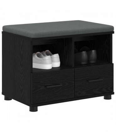 vidaXL Hall Bench Black Oak 60 x 38 x 46 cm Engineered Wood and Fabric