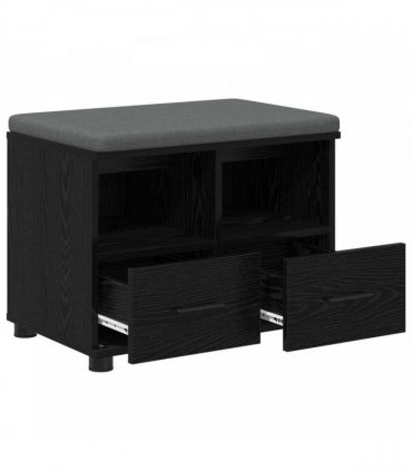 vidaXL Hall Bench Black Oak 60 x 38 x 46 cm Engineered Wood and Fabric