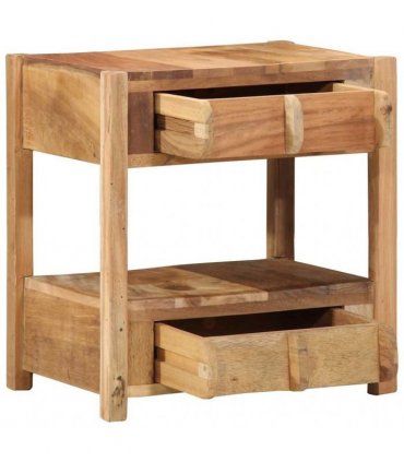 vidaXL End Table with Drawer Brown 43 x 32 x 46 cm Solid Reclaim Wood