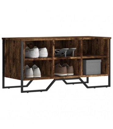 vidaXL Shoe Cabinet Smoked Oak 90x38x45.5 cm Engineered Wood