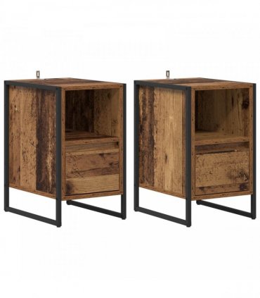 vidaXL Bedside Table 2 pcs Old Wood 39.5 x 30 x 50 cm Engineered Wood