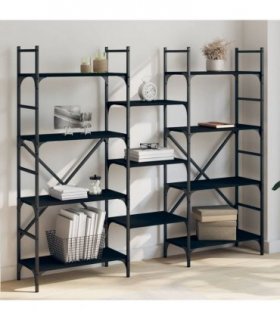 vidaXL Bookshelf | Black | Engineered Wood | Tall | Bookshelf | Rectangular