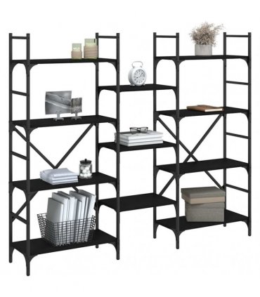 vidaXL Bookshelf | Black | Engineered Wood | Tall | Bookshelf | Rectangular
