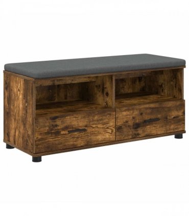 vidaXL Hall Bench with Cushion with Drawer Smoked Oak 100 x 38 x 46 cm