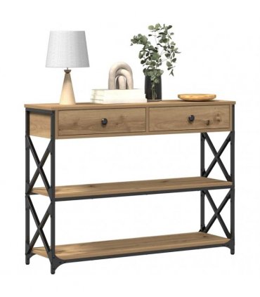 vidaXL Console Table with Drawer Artisan oak 100 x 28 x 75 cm