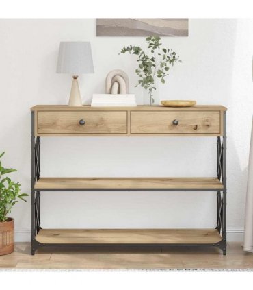 vidaXL Console Table with Drawer Artisan oak 100 x 28 x 75 cm