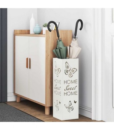 vidaXL Rain Umbrella Stand White 15.5 x 15.5 x 49 cm Steel