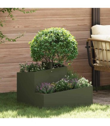 vidaXL Garden Planter Olive Green 60 x 60 x 50 cm Cold-rolled Steel