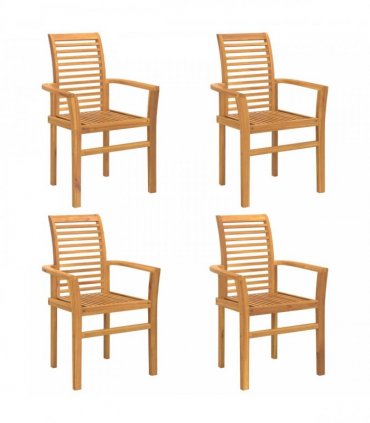 vidaXL Dining Chair 4 pcs Brown 62 x 55 x 94 cm Solid Teak Wood