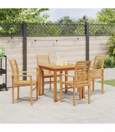 vidaXL Dining Chair 4 pcs Brown 62 x 55 x 94 cm Solid Teak Wood
