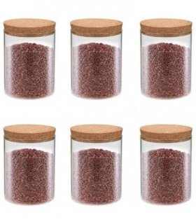 vidaXL Storage Glass Jars with Cork Lid 6 pcs 650 ml