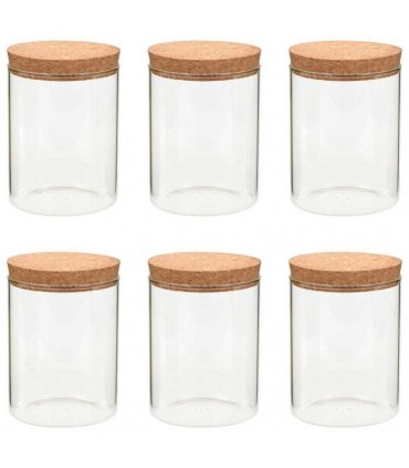 vidaXL Storage Glass Jars with Cork Lid 6 pcs 650 ml
