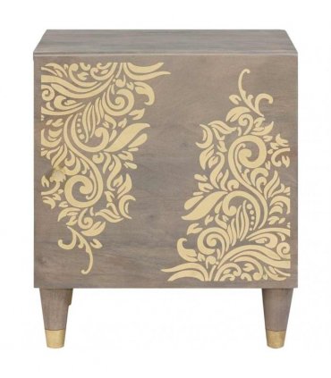 vidaXL Bedside Cabinet with Door Grey 40 x 33 x 46 cm Solid Mango Wood