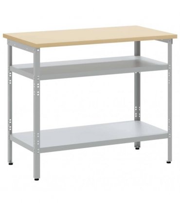vidaXL Work Table with Shelf Grey 100 x 55 x 85 cm Powder-Coated Steel