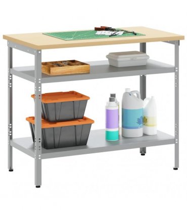 vidaXL Work Table with Shelf Grey 100 x 55 x 85 cm Powder-Coated Steel