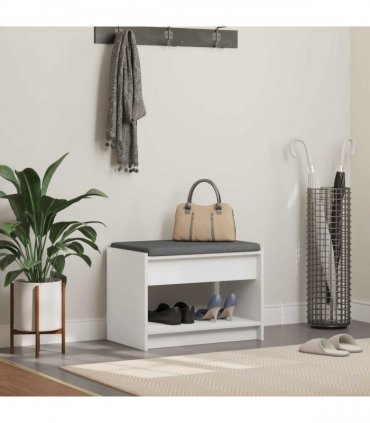 vidaXL Hall Bench White 63 x 38 x 45 cm Engineered Wood and Fabric