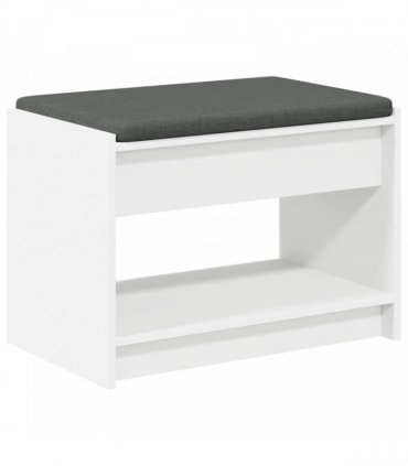 vidaXL Hall Bench White 63 x 38 x 45 cm Engineered Wood and Fabric