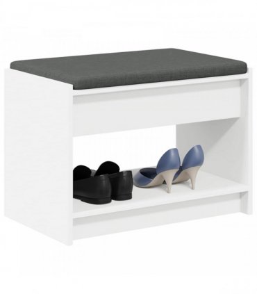 vidaXL Hall Bench White 63 x 38 x 45 cm Engineered Wood and Fabric