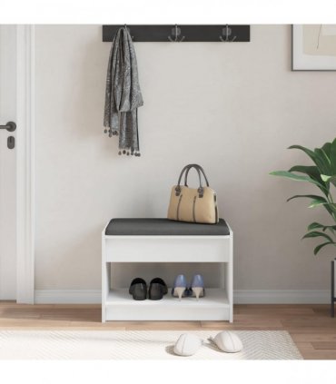 vidaXL Hall Bench White 63 x 38 x 45 cm Engineered Wood and Fabric