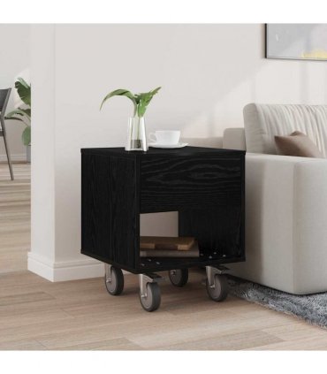 vidaXL Bedside Table Black Oak 40.5 x 40 x 48 cm Engineered Wood