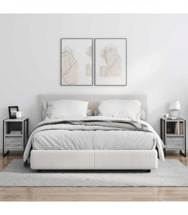 vidaXL Bedside Table with Drawer 2 pcs Grey Sonoma 39.5 x 30 x 50 cm