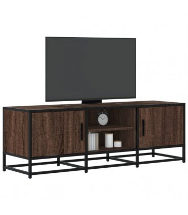 vidaXL TV Cabinet Brown Oak 120x35x41 cm Engineered Wood and Metal