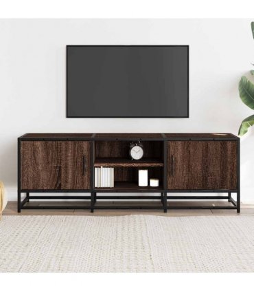 vidaXL TV Cabinet Brown Oak 120x35x41 cm Engineered Wood and Metal